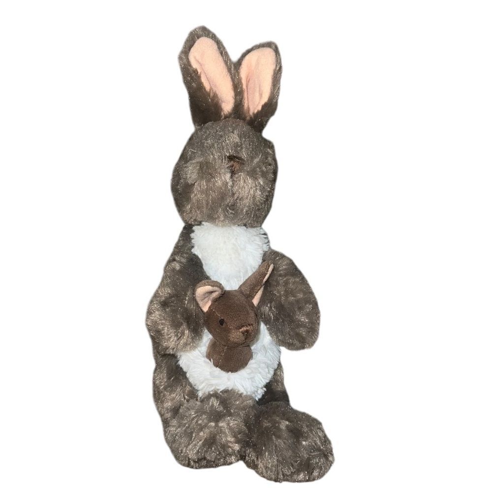 Wild Republic Kangaroo & Joey 12" Zoo Animal Toy Brown EUC